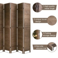 6 Panel Wood Room Divider 5.75 Ft Tall Privacy Wall Divider Folding Wood Screen 68.9