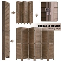 6 Panel Wood Room Divider 5.75 Ft Tall Privacy Wall Divider Folding Wood Screen 68.9