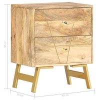 vidaXL Nightstand, Bedside Table for Home Bedroom, Nightstand with 2 Drawers Bedroom Furniture, Bed Storage Table, Retro, Solid Teak Wood