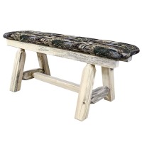 Homestead Collection Plank Style Bench, Ready To Finish, 45 Inch W/ Woodland Upholstery