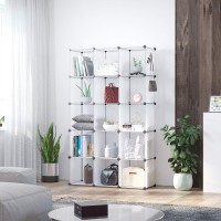 Cahome Cube Storage Organizer 16Cube Shelves Units Plastic Storage Cubes Diy Closet Organizer Modular Closet Storage Shelv