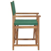 Vidaxl Director'S Chair, Foldable Director'S Chair With Fabric Seat Cover, Folding Camping Chair For Outdoor Garden Lawn, Solid Wood Teak Green