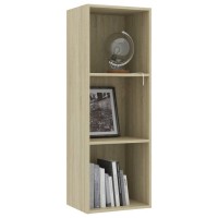 Vidaxl Bookshelf, 3-Tier Book Cabinet Bookcase, Wall Bookshelf For Office Living Room, Freestanding Shelving Unit, Modern, Sonoma Oak Engineered Wood