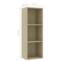 Vidaxl Bookshelf, 3-Tier Book Cabinet Bookcase, Wall Bookshelf For Office Living Room, Freestanding Shelving Unit, Modern, Sonoma Oak Engineered Wood