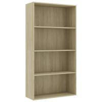 Vidaxl Bookshelf, 4-Tier Book Cabinet Bookcase, Wall Bookshelf For Office Living Room, Freestanding Shelving Unit, Modern, Sonoma Oak Engineered Wood