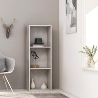 Vidaxl Bookshelf, 3-Tier Book Cabinet Bookcase, Wall Bookshelf For Office, Freestanding Shelving Unit, Modern, Concrete Gray Engineered Wood