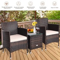 Happygrill 3 Piece Patio Set Wicker Rattan Furniture Set Outdoor Rattan Conversation Set With Coffee Table Chairs & Thick Cushions Bistro Sets For Patio Garden Lawn Backyard Pool