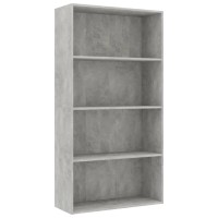 Vidaxl Bookshelf, 4-Tier Book Cabinet Bookcase, Wall Bookshelf For Living Room, Freestanding Shelving Unit, Modern, Concrete Gray Engineered Wood