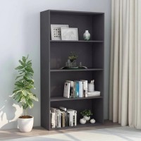 Vidaxl Bookshelf, 4-Tier Book Cabinet Bookcase, Wall Bookshelf For Living Room, Freestanding Shelving Unit, Modern, Concrete Gray Engineered Wood