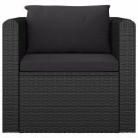 vidaXL Single Sofa with Cushions Poly Rattan Black 46555