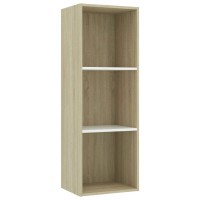 Vidaxl Bookshelf, 3-Tier Book Cabinet Bookcase, Wall Bookshelf For Office, Freestanding Shelving Unit, Modern, White And Sonoma Oak Engineered Wood