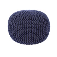 Redearth Round Pouf Foot Stool Bean Bag Ottoman - Cable Knitted Cord Boho Pouffe - Poof Accent Bean Bag - Handmade By Artisans For Living Room - Bedroom (19.5