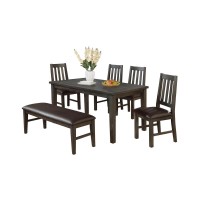 Best Master Furniture Wendy 6 Piece Solid Wood Dining Set in Dark Gray