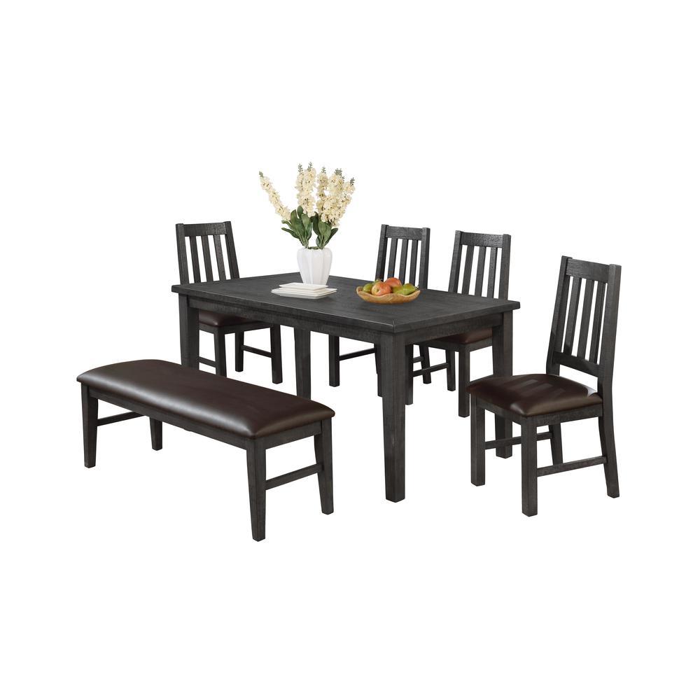 Best Master Furniture Wendy 6 Piece Solid Wood Dining Set in Rustic Gray