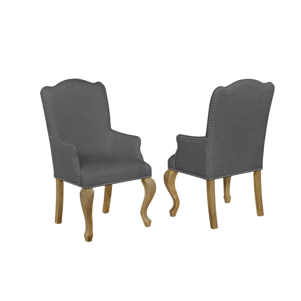 Arm Chair Set of 2 in gray linen