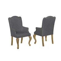 Arm Chair Set of 2 in gray linen