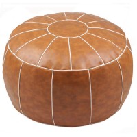 Zefen Decorative Pouf Foot Stool Round Unstuffed Leather Ottoman Cushion Storage Seat Or For Resting Your Feet On, Floor Chair Foot Living Room Bedroom Kids Room And Wedding (Brown)