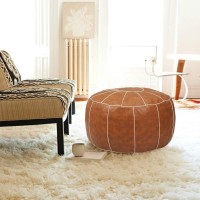 Zefen Decorative Pouf Foot Stool Round Unstuffed Leather Ottoman Cushion Storage Seat Or For Resting Your Feet On, Floor Chair Foot Living Room Bedroom Kids Room And Wedding (Brown)