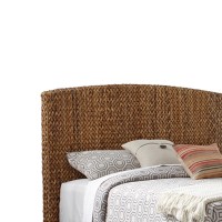 Hand Woven Banana Leaf Queen Size Bed with Chamfered Legs, Brown