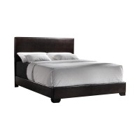 Contemporary Style Leatherette Eastern King Size Panel Bed, Dark Brown