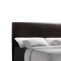 Contemporary Style Leatherette Eastern King Size Panel Bed, Dark Brown
