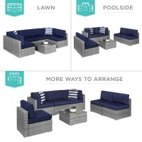 Best Choice Products 7Piece Modular Outdoor Sectional Wicker Patio Conversation Set W 2 Pillows Coffee Table Cover Included