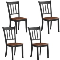 Giantex Wood Dining Chairs Set Of 4, Solid Rubber Wood Armless Kitchen Chairs With Non-Slip Foot Pads, Easy To Assemble Dining Side Chair, Farmhouse Dining Room Chairs