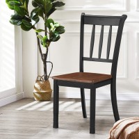 Giantex Wood Dining Chairs Set Of 4, Solid Rubber Wood Armless Kitchen Chairs With Non-Slip Foot Pads, Easy To Assemble Dining Side Chair, Farmhouse Dining Room Chairs