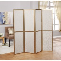 Roundhill Furniture Giyano 4 Panel Screen Room Divider, Gold