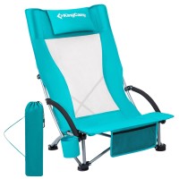 Kingcamp Folding Beach Chair For Adults Portable Lightweight Backpack With Cup Holder Pocket Headrest Carry Bag For Outdoor Camping Sand Concert Lawn Festival Sports, Oversized, Cyan-High Back