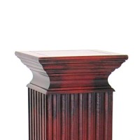 Benjara Square Shaped Column Pedestal With Reeded Design, Brown