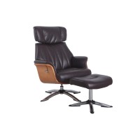 RelaxR Caitlin Recliner and Ottoman in Espresso Air Leather