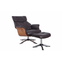 RelaxR Caitlin Recliner and Ottoman in Espresso Air Leather