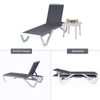 Kozyard Patio Chaise Lounge Chair Full Flat Alumium Resin Legs Outdoor Reclining Adjustable Chair For Sunbathing Beach Pa