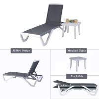 Kozyard Patio Chaise Lounge Chair Full Flat Alumium Resin Legs Outdoor Reclining Adjustable Chair For Sunbathing Beach Pa