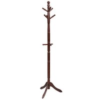 Tangkula Wood Coat Rack Freestanding, Entryway Height Adjustable Coat Stand With 9 Hooks & Stable Tri-Legged Base, Rubber Wood Coat Tree Hall Tree Coat Hanger Stand For Home Office Hall Entryway