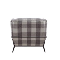 Acme Eben Accent Chair In Pattern Fabric & Cherry