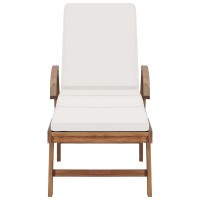 vidaXL Sun Loungers with Cushions 2 pcs Solid Teak Wood Cream 3054633