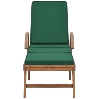 vidaXL Sun Loungers with Cushions 2 pcs Solid Teak Wood Green 3054635