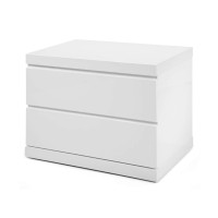 Homeroots Stainless Steel Modern White High Gloss Finish 2 Drawer Nightstand