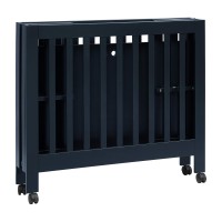 Babyletto Origami Mini Portable Folding Crib With Wheels In Navy, 2 Adjustable Mattress Positions, Greenguard Gold Certified