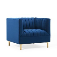 Modway Shift Channel Tufted Performance Velvet, Armchair, Navy