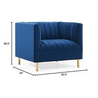 Modway Shift Channel Tufted Performance Velvet, Armchair, Navy