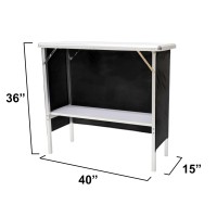 Partypong Folding Portable Party Bar W/ 16 Led Light Colors & Wireless Remote, White Surface, Black & Hawaiian Bar Skirts, And Storage Shelf - Single