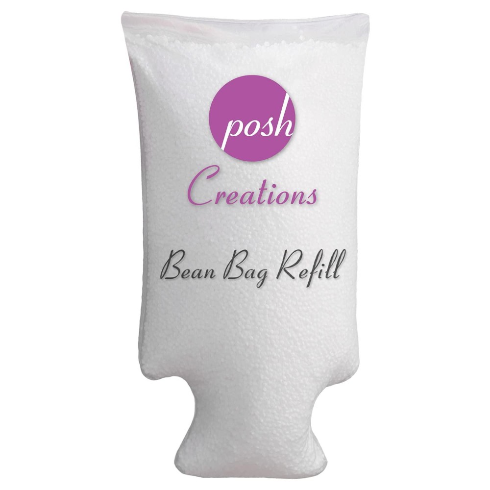 Posh Creations Foam Filling Eps Bean Bag Refill 75 L White With Ezpour Zipper Spout