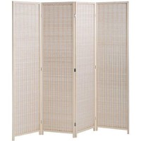 Fdw Bamboo Room Divider Folding Privacy Wooden Screen 4 Panel 72 Inches High 17.7 Inches Wide Room Divider For Living Room Bedroom Study,Natural