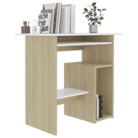 vidaXL Desk White and Sonoma Oak 315x177x291 Chipboard 801369