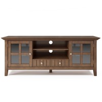 Acadian Solid Wood 60 Inch Wide Transitional Tv Media Stand In Rustic Natural Aged Brown For Tvs Up To 65 Inches