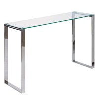 Uptown Club Polished Stainless Steel Legs And Durable Glass Top, Modern Home Furniture For The Hallway, Entryway Or Behind The Sofa, 47