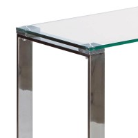 Uptown Club Polished Stainless Steel Legs And Durable Glass Top, Modern Home Furniture For The Hallway, Entryway Or Behind The Sofa, 47